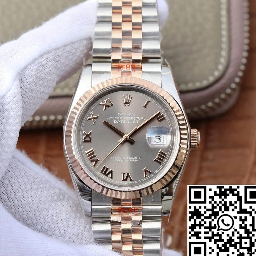 116231-0087 Rolex Factory Datejust Rose Dial Gold Silver 36MM GM 0130